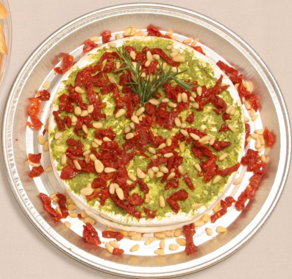 Brie Cheese Wheel w/ Pesto & Tomato